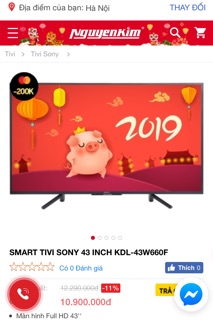 Tivi 43in Sony W660F (smart)