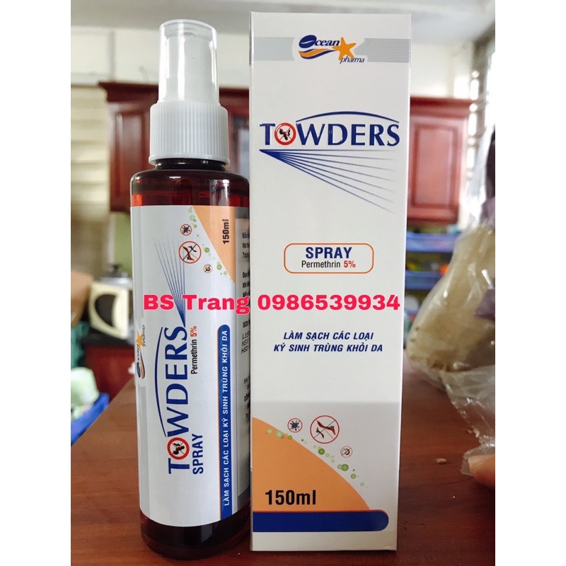 Towders spray 100ml - 150ml - Towder xịt ghẻ, xịt loại bỏ ký sinh trùng trên da