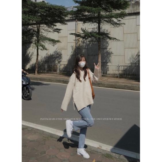 (Ảnh thật) Áo len mịn cổ tròn xẻ tà Hàn Quốc 7 màu the.sweaterweather TSW -Khy6