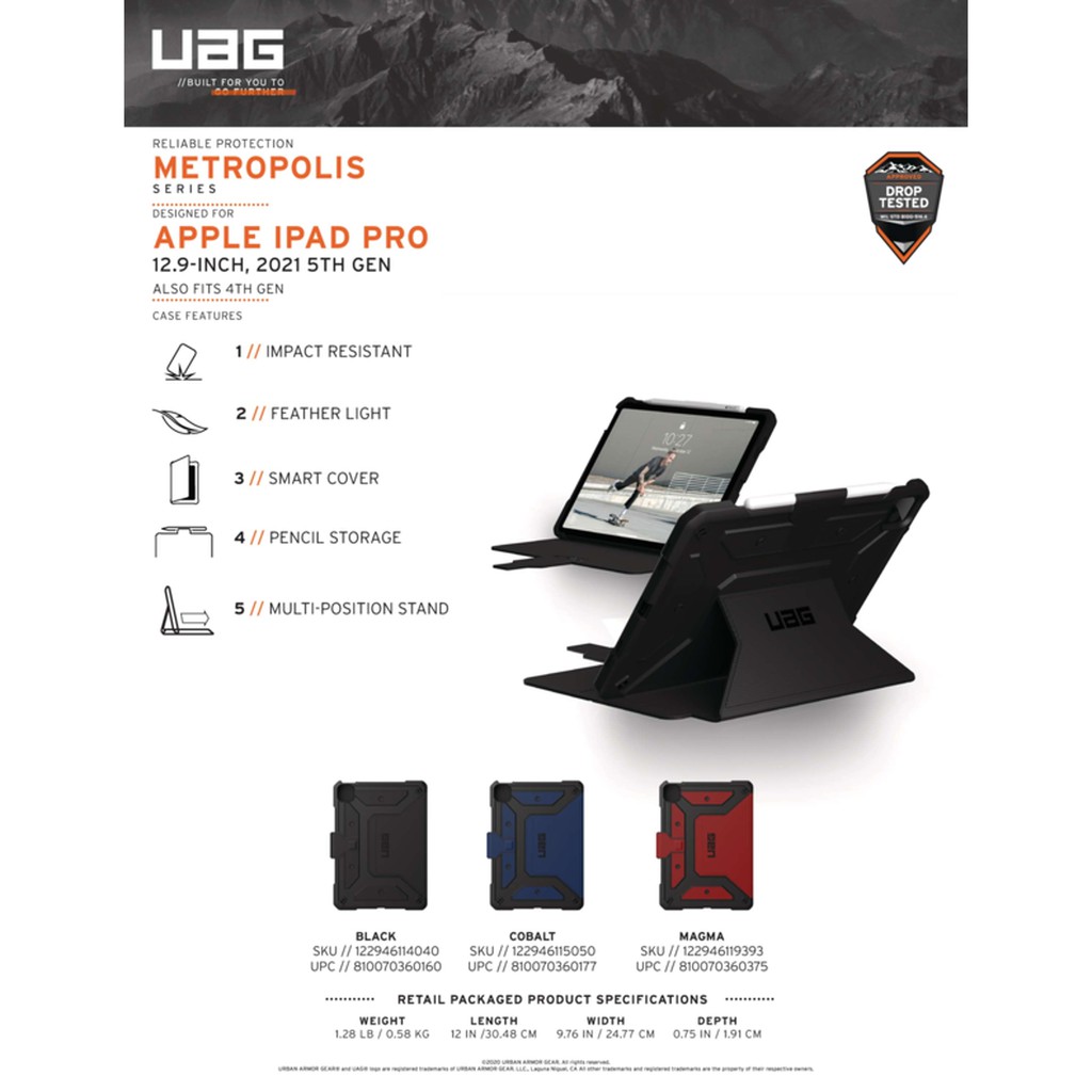 Ốp UAG Metropolis cho iPad Pro 12.9" (2020/2021)