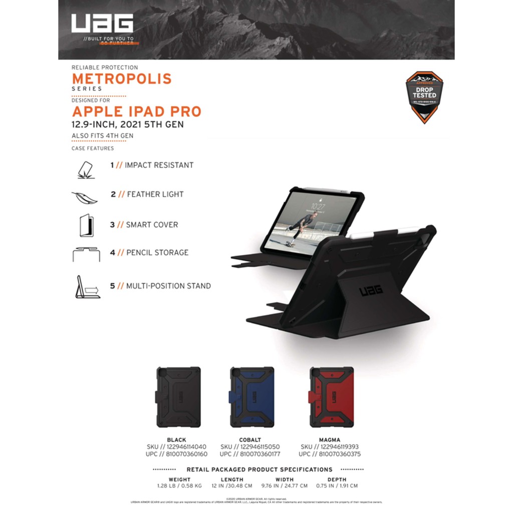 Ốp UAG Metropolis cho iPad Pro 12.9&quot; (2020/2021/2022)