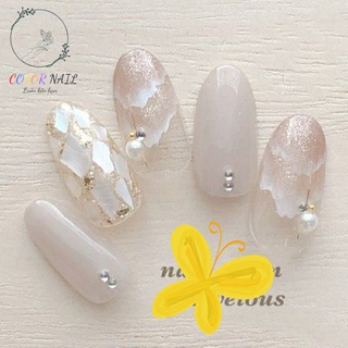 Nail box - Móng up thiết kế : Xà cừ trắng biển