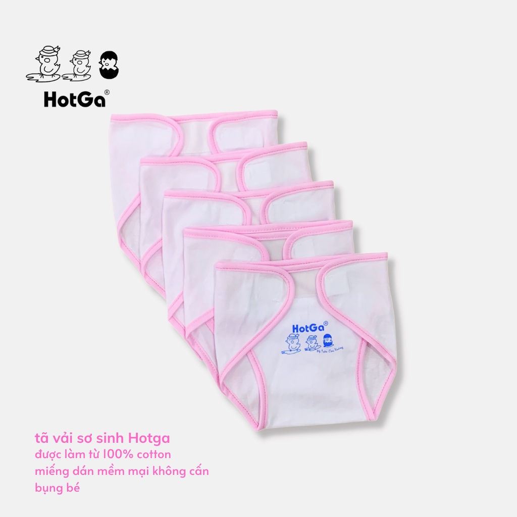 Combo 5 tã dán vải cotton, quần đóng bỉm HotGa cho bé sơ sinh đến 8kg