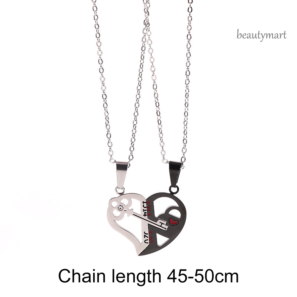 Set 2 Vòng cổ 1314 520 Mảnh Ghép Hình Trái Tim / Chìa Khóa Thời Trang Cho Cặp Đôi