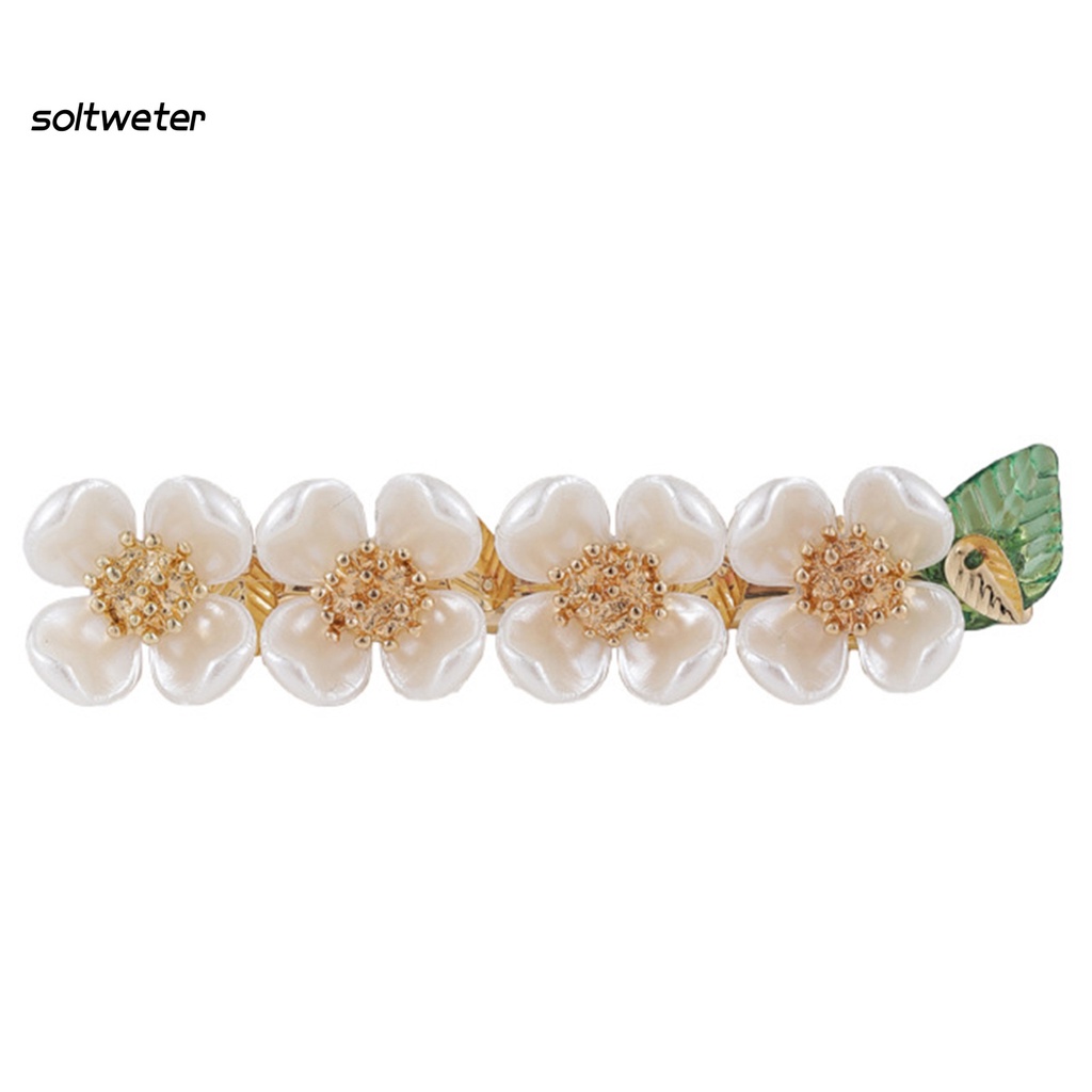 Kẹp tóc hình bông hoa đính đá giả và ngọc trai giả xinh xắn thời trang cho nữ