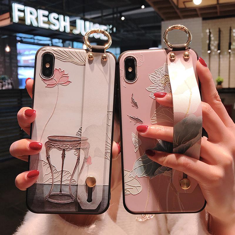 Ốp điện thoại có vòng móc cổ tay cho Iphone 6/6s/6plus/6splus/7/7plus/8/8plus/X/Xr/Xs/Xs max
