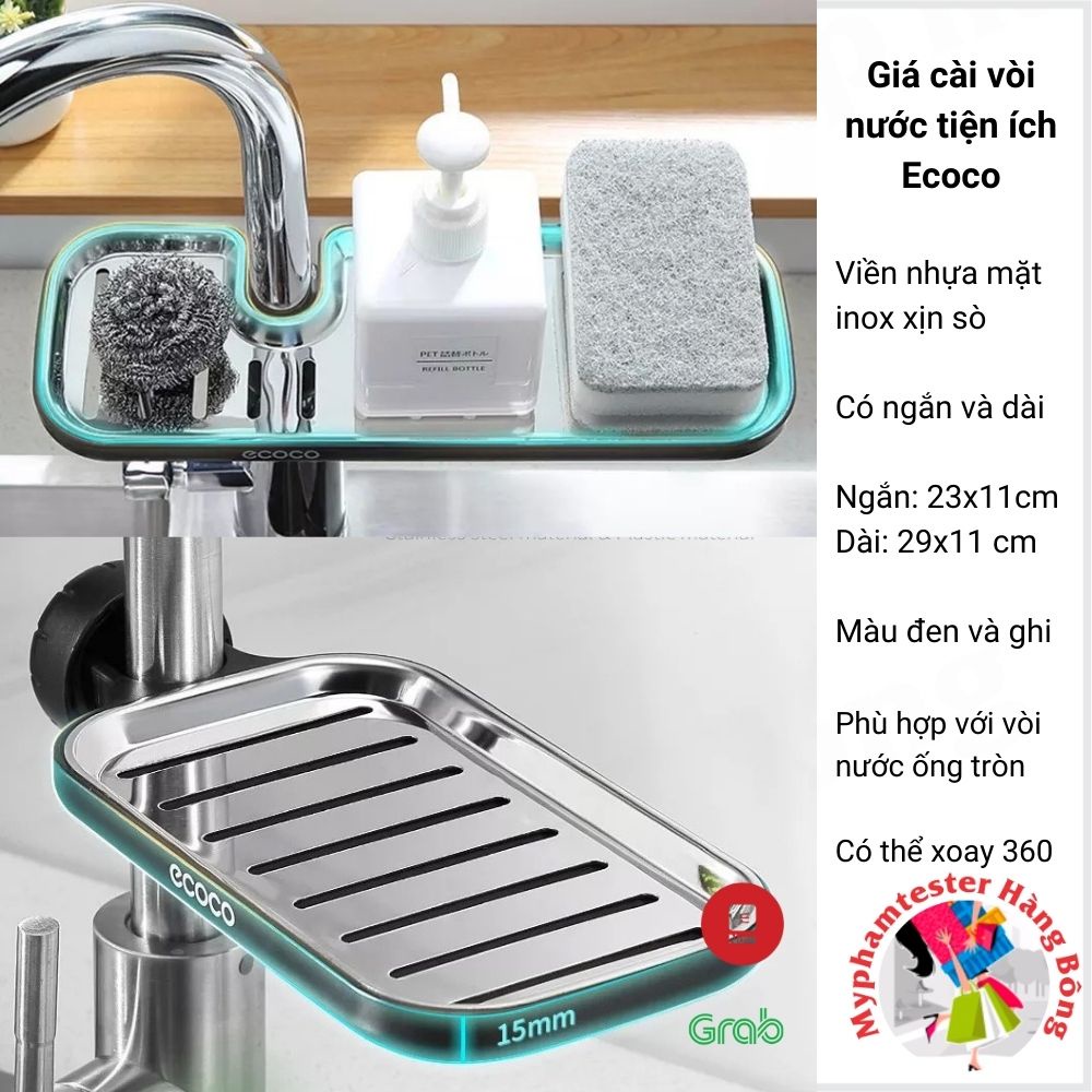 [4.9⭐] Giá cài vòi nước, giá treo vòi nước Ecoco INOX thông minh
