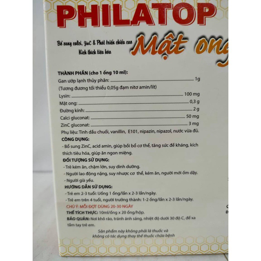 Philatop Mật Ong HP Hộp 20 Ống - Ăn ngon hơn, khỏe mạnh hơn