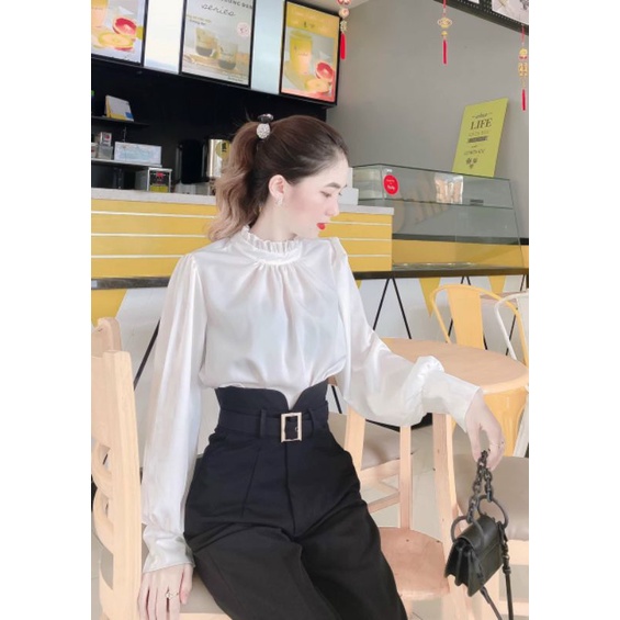 Quần Baggy Sẻ Cạp V Lưng cao kèm đai