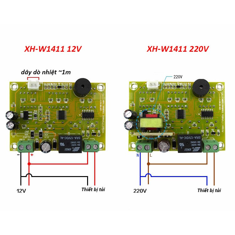 Mạch khống chế nhiệt độ XH-W1411 12v-220v - Có hẹn giờ