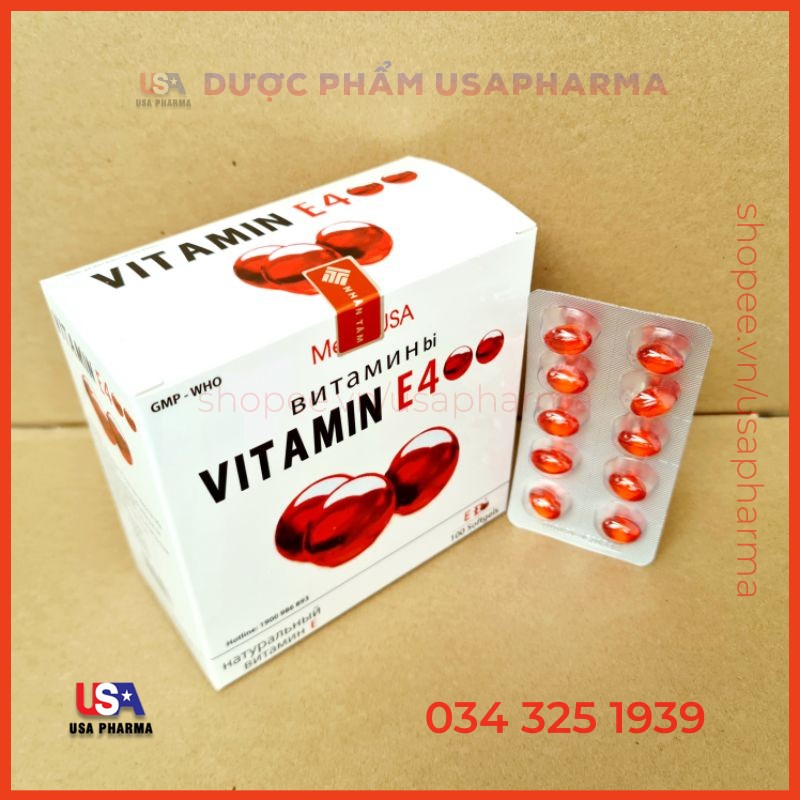 Viên uống đẹp da Vitamin E Đỏ 4000mcg giảm lão hóa - Hộp 100 viên