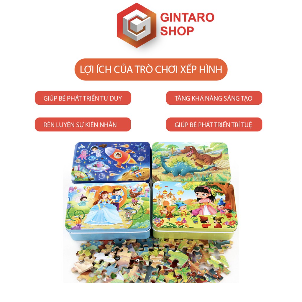 Bộ xếp hình 60 miếng puzzle cho bé , Đồ chơi xếp hình giúp bé phát triển tư duy từ nhỏ GINTARO SHOP