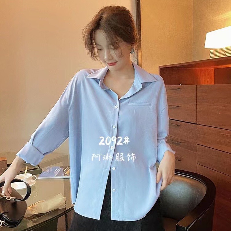Áo sơ mi kiểu công sở nữ tay dài form rộng hàng Quảng Châu ANDOSA SM28