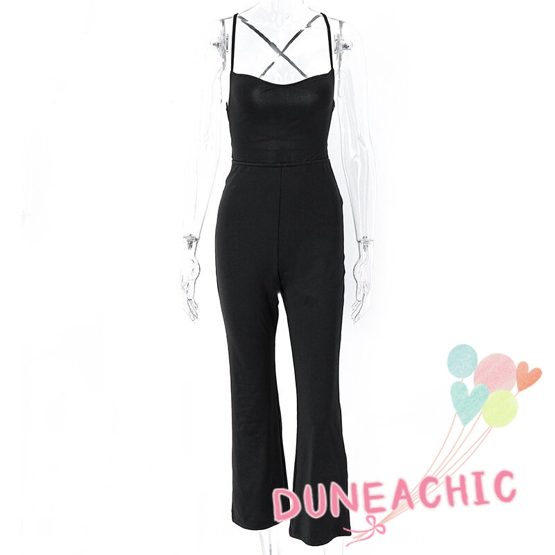 Áo liền quần Hai Dây Màu Trơn Hở Lưng Gợi Cảm Cho Nữ