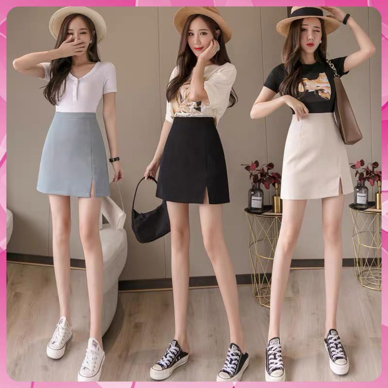 Chân Váy Chữ A Xẻ Ngắn Kèm Quần Trong. Chân Váy Công Sở Lưng Cao Xẻ Tà Màu Trơn Dễ Phối Đồ Trẻ Trung Thanh Lịch | BigBuy360 - bigbuy360.vn