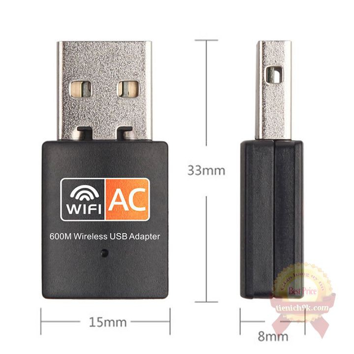 USB thu Wifi sóng 5Ghz băng tần tích hợp ăng ten phát cho PC laptop điện thoại AC600Mbps | BigBuy360 - bigbuy360.vn