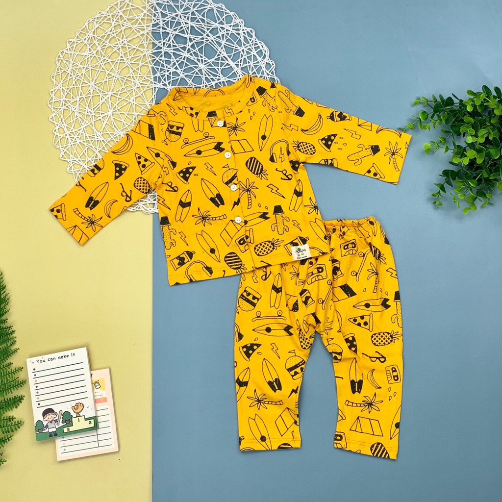 Bộ Sơ Sinh Cài Cúc dài tay LITIBABY cho bé trai bé gái từ 3-18M -H4800