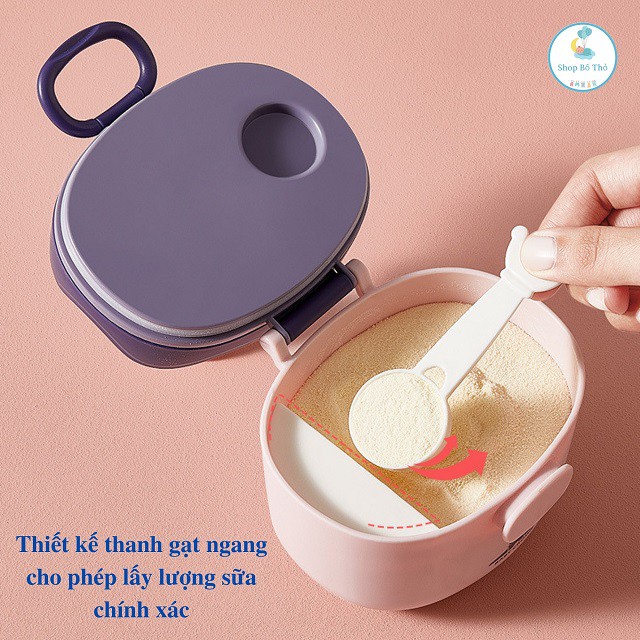 Hộp Đựng Sữa Bột, Đồ Khô Cho Bé Tiện Dụng Đi Chơi Du Lịch, Hộp Chia Sữa Chống Ẩm Hình Vương Miệng