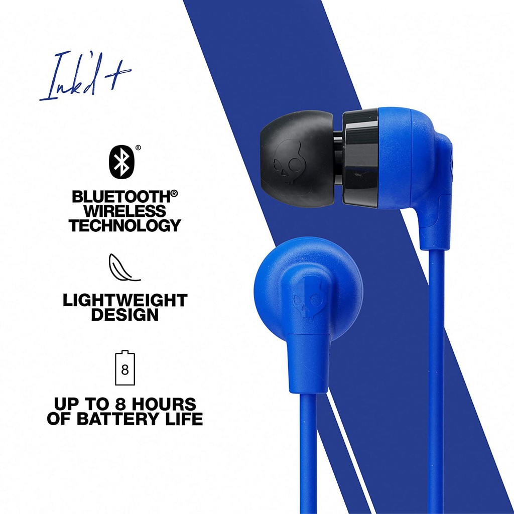 Tai nghe Bluetooth Wireless Skullcandy INKD+ Xanh Cobalt - Hàng Chính Hãng