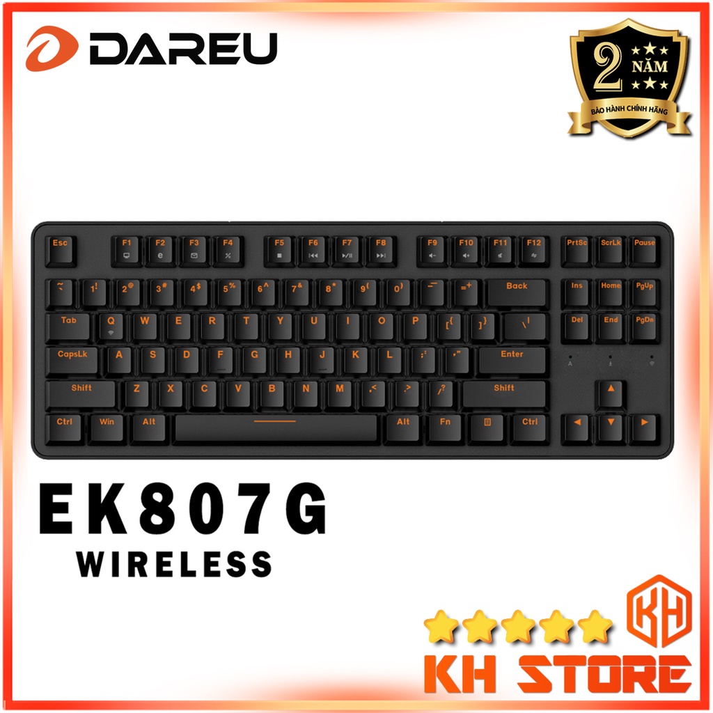 Bàn phím cơ Gaming, chơi game KHÔNG dây DAREU EK807G BLACK (Blue/ Brown/ Red D switch)