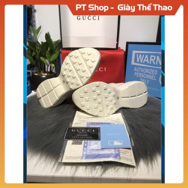 Giày thể thao Gucci nam nữ cao cấp, Giày GC Sneaker kem trắng trơn đủ phụ kiện