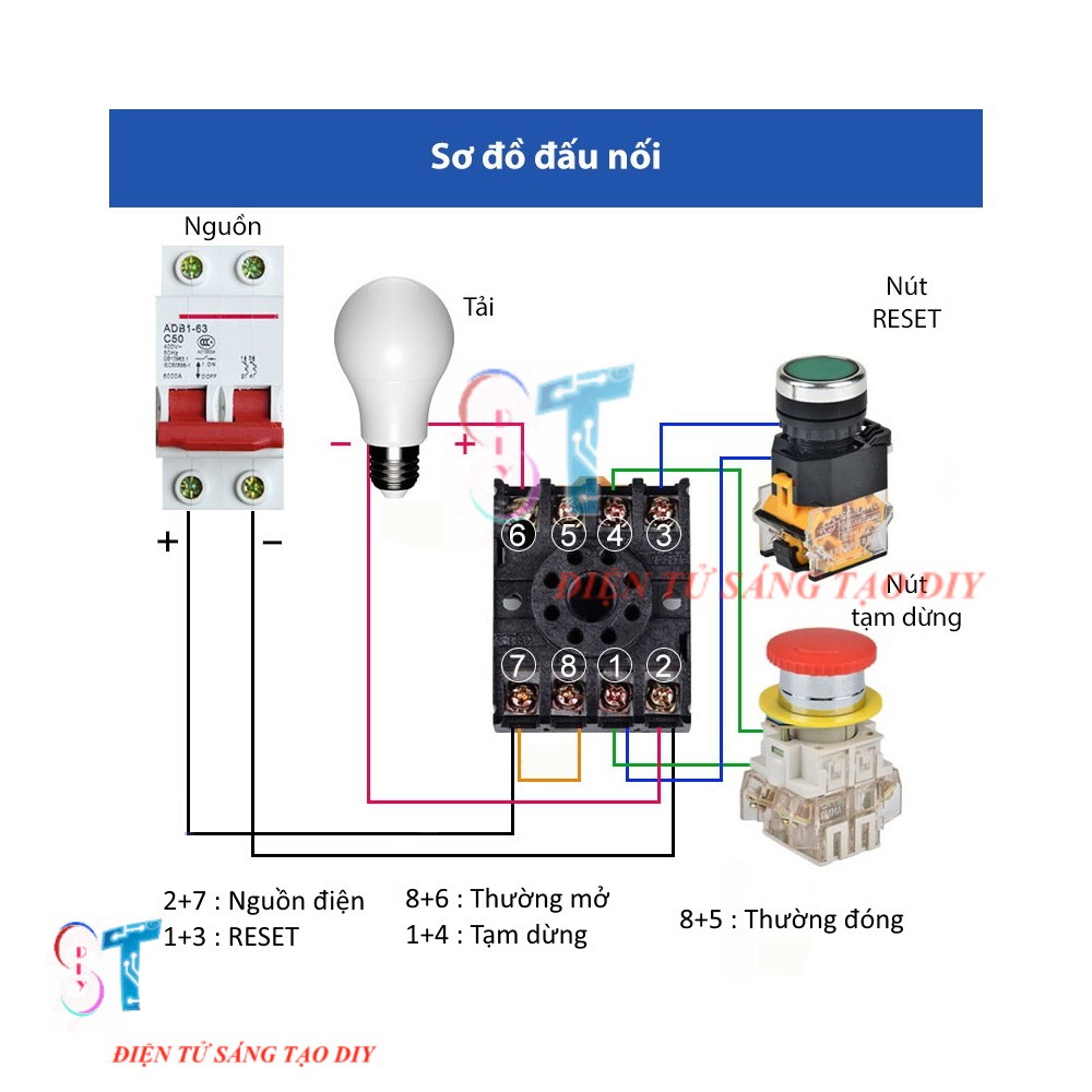 Bộ Relay Thời Gian Timer Omron DH48S-S 220V Hẹn Giờ Bật Tắt Tự Động