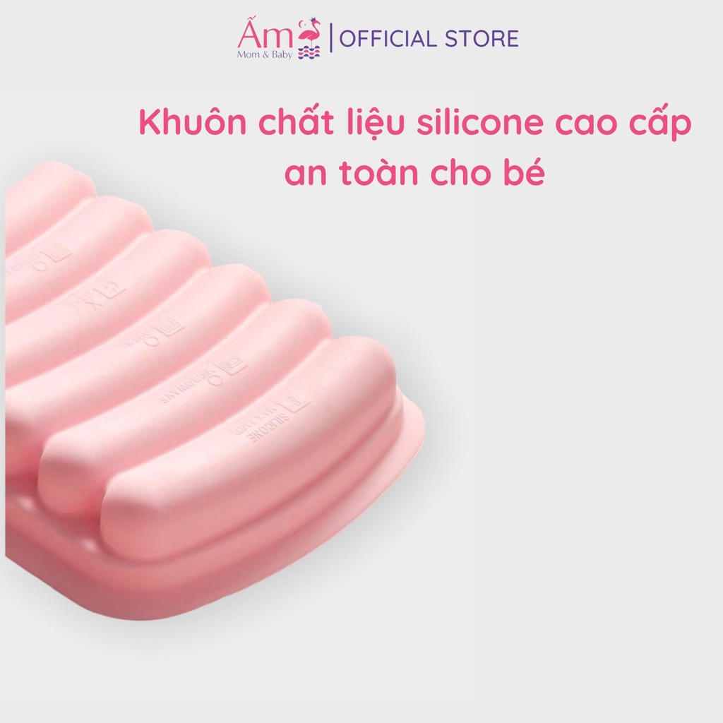Khuôn Xúc Xích Silicone Cho Bé Ăn Dặm Ấm Baby Chia 6 Ngăn Tiện Lợi Chịu Được Nhiệt Độ Cao Ấm Gift Decor