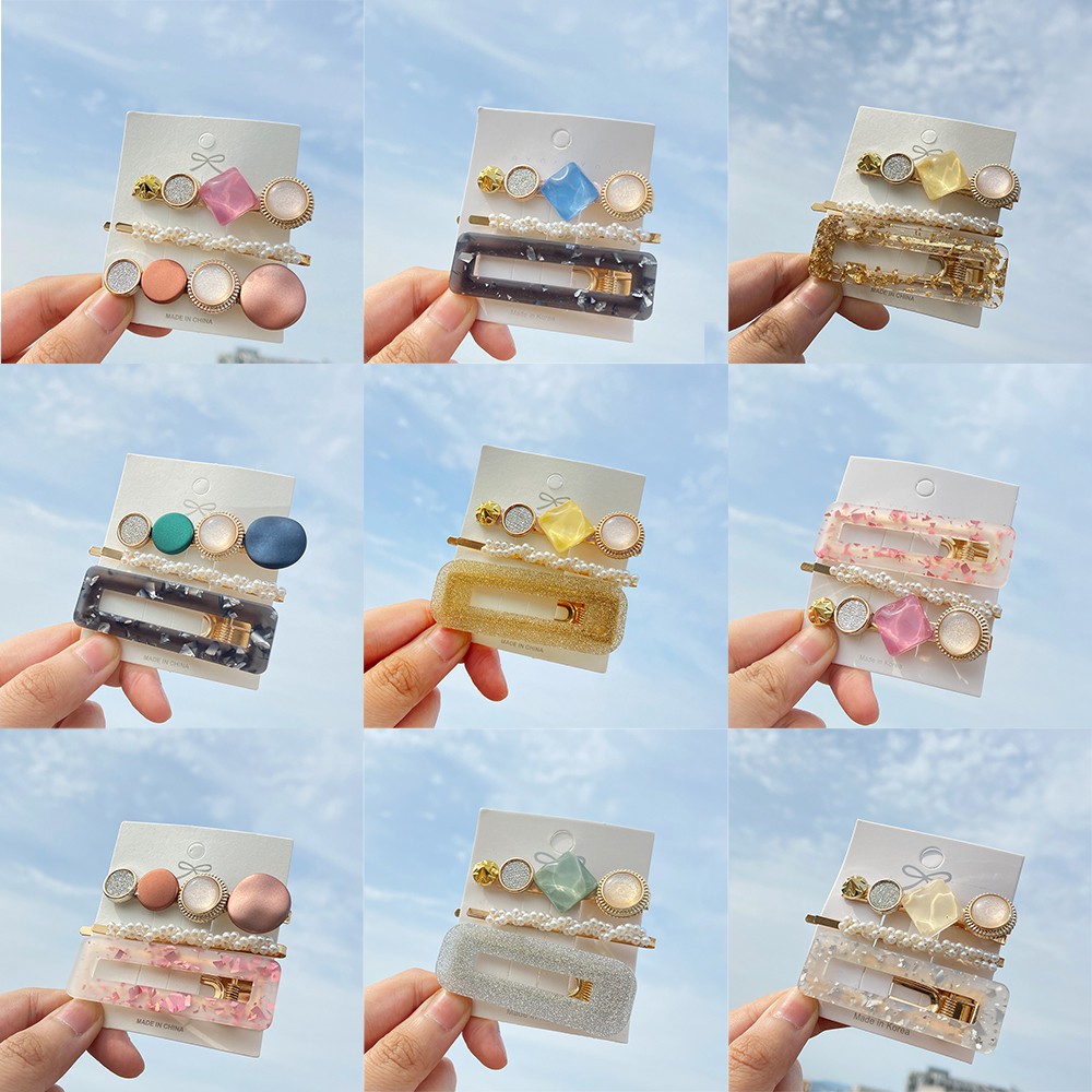 Kẹp Tóc Hình Ngôi Sao / Trái Tim Đính Ngọc Trai Thời Trang