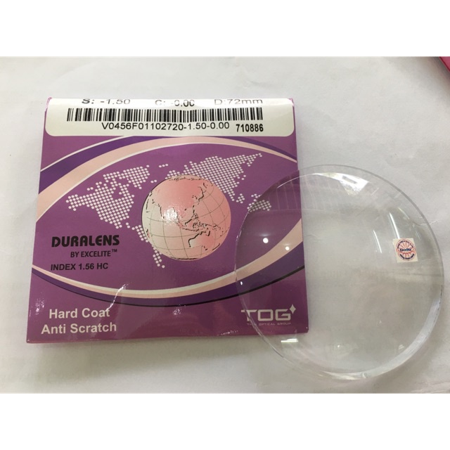 Tròng kính Thái Lan phủ lớp tráng cứng chống trầy xước cao TOG thương hiệu: Excelite- Tem chính hãng