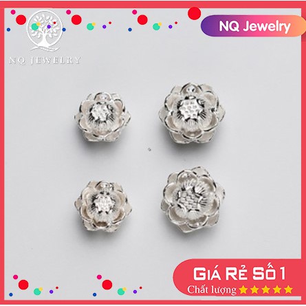 Charm bạc sen hoa xỏ ngang - NQ Jewelry