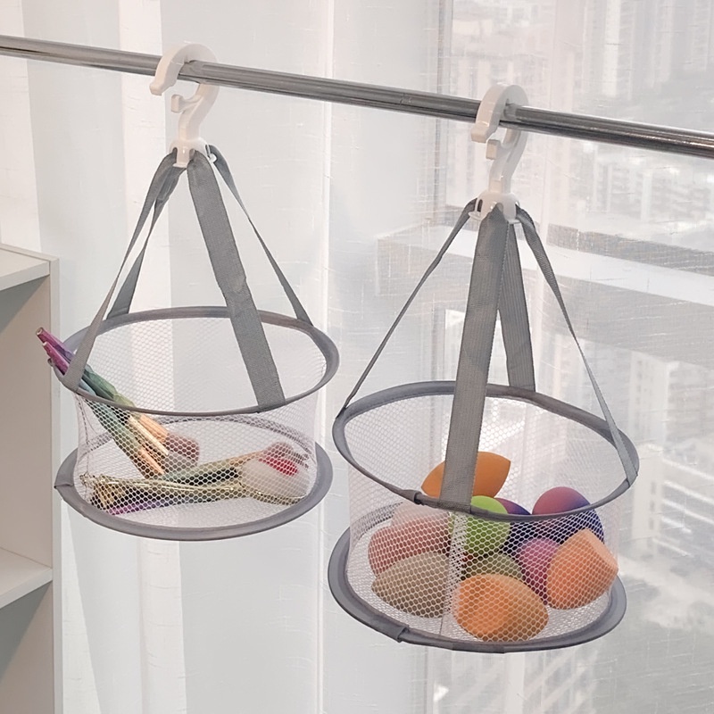 Giỏ Lưới Phơi Đồ Trang Điểm, Tất Vớ, Đồ Lót Có Móc Treo - Rổ Lưới Treo Phơi Khô Đồ