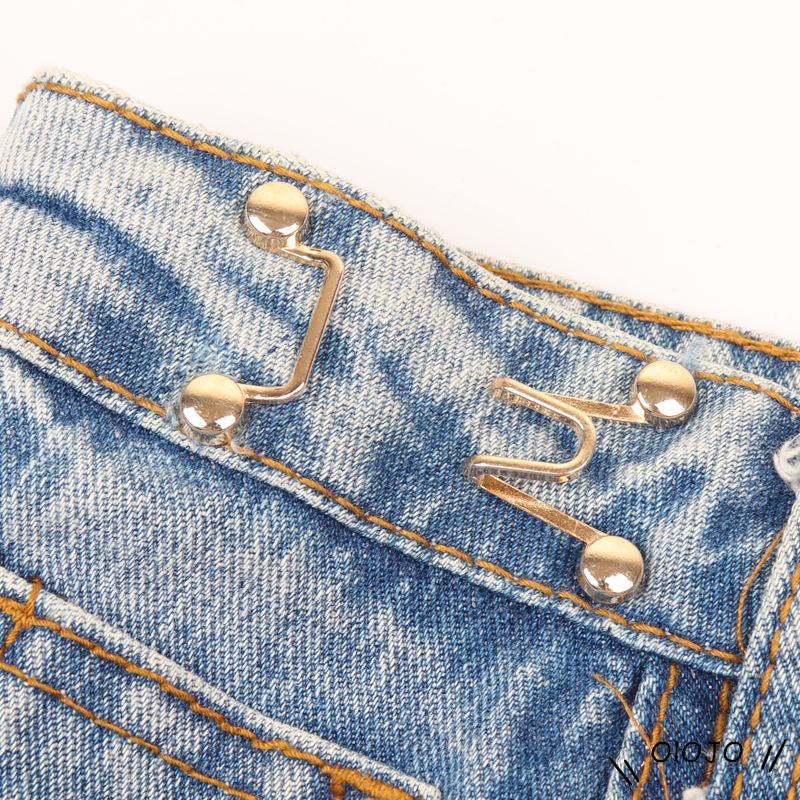 (Wolojo.Vn) Quần denim Cố Định Size Lớn Có Thể Điều Chỉnh Đóng Nút Có Thể Tháo Rời