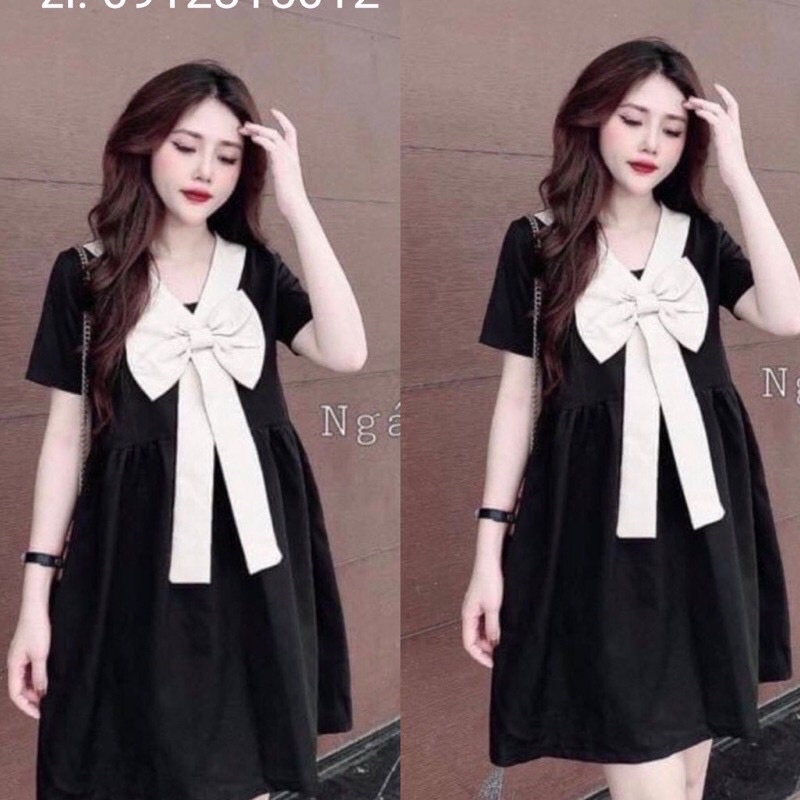 Váy đầm bầu công sở thiết kế cao cấp siêu mát mùa hè dáng xuông chữ A chất thun cotton