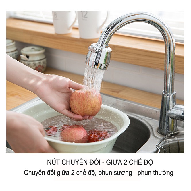 Đầu nối vòi rửa bát INOX cao cấp giảm áp 2 chế độ nước có bộ lọc (Tiếp kiệm nước)