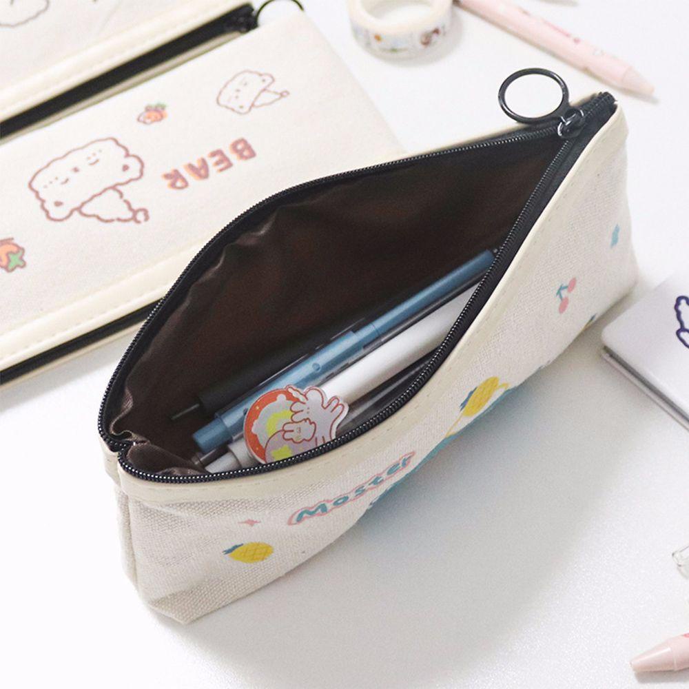 Túi Đựng Bút Bằng Vải Canvas Thiết Kế Hình Gấu Hoạt Hình Ngộ Nghĩnh