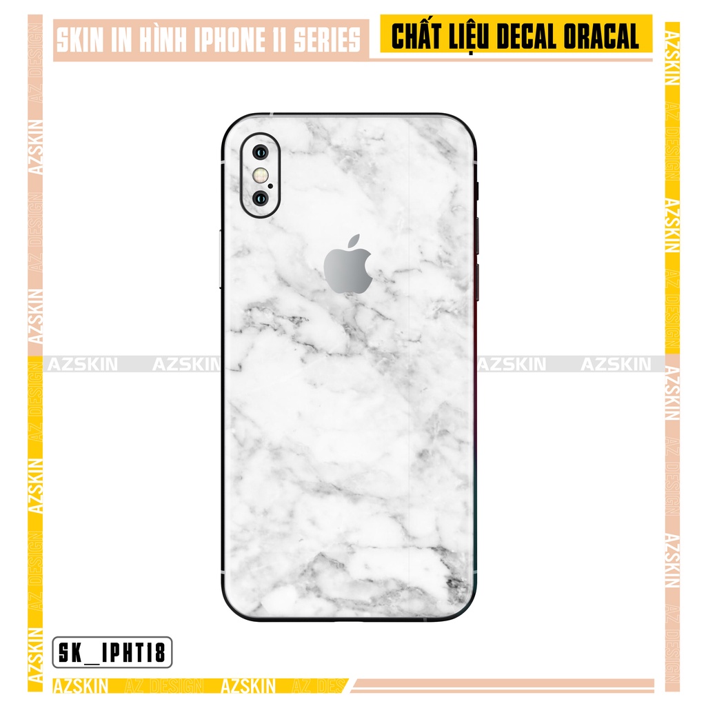 Miếng Dán Skin IPhone X/XS/XR/XS Max Họa Tiết Vân Đá Trắng |SK_IPHT18| Film Chính Hãng, Cắt CNC, Dán Kín Lưng Viền Máy