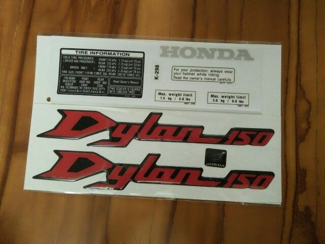 Bộ tem honda Dylan150 nổi màu đỏ