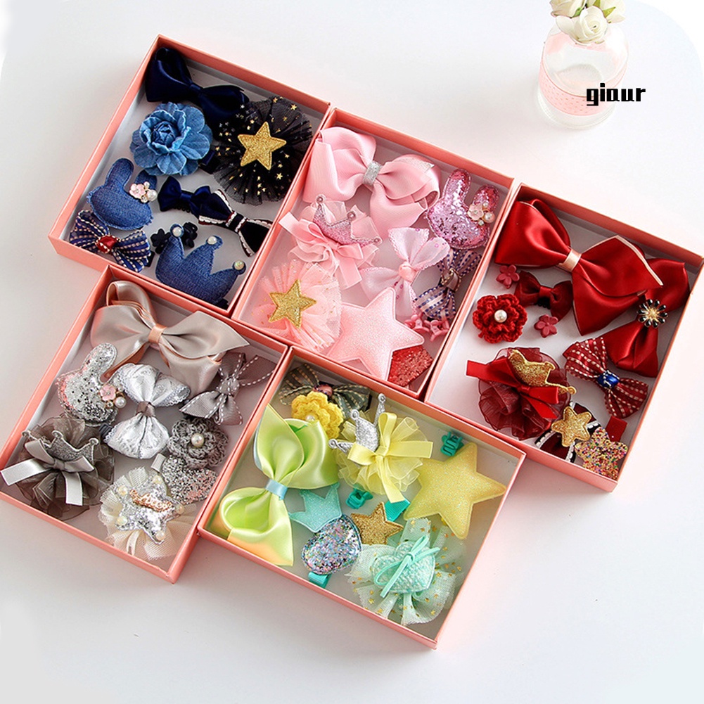 Set 10 kẹp tóc nơ xinh xắn cho bé gái