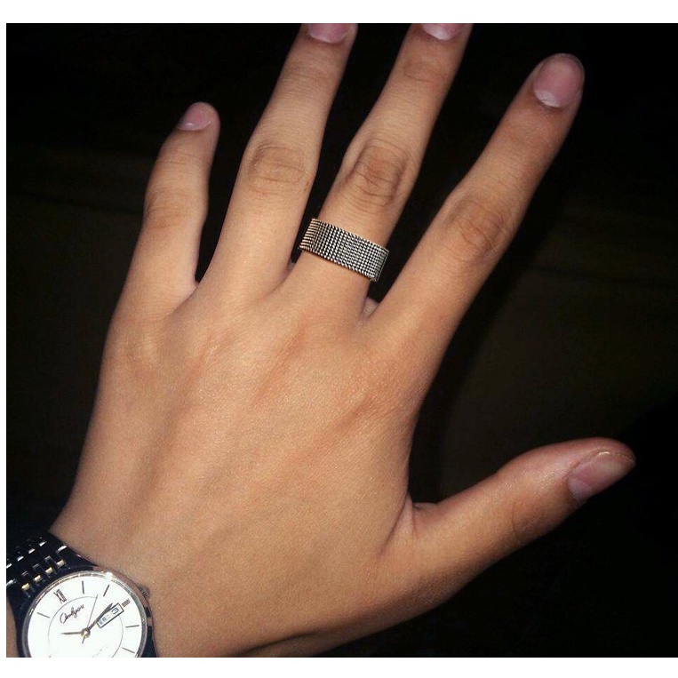 Nhẫn Nam Xích Elas Ring Thời Trang Nữ Basic Merin Màu Đen Bạc Đẹp Cao Cấp Chất liệu Titan Không Gỉ - Elas Ring