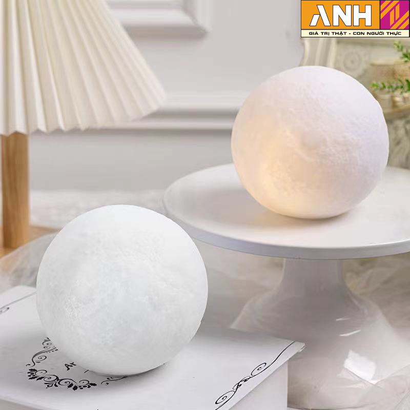 Đèn ngủ để bàn hình mặt trăng 3D 8cm nhiều màu sắc đẹp mắt