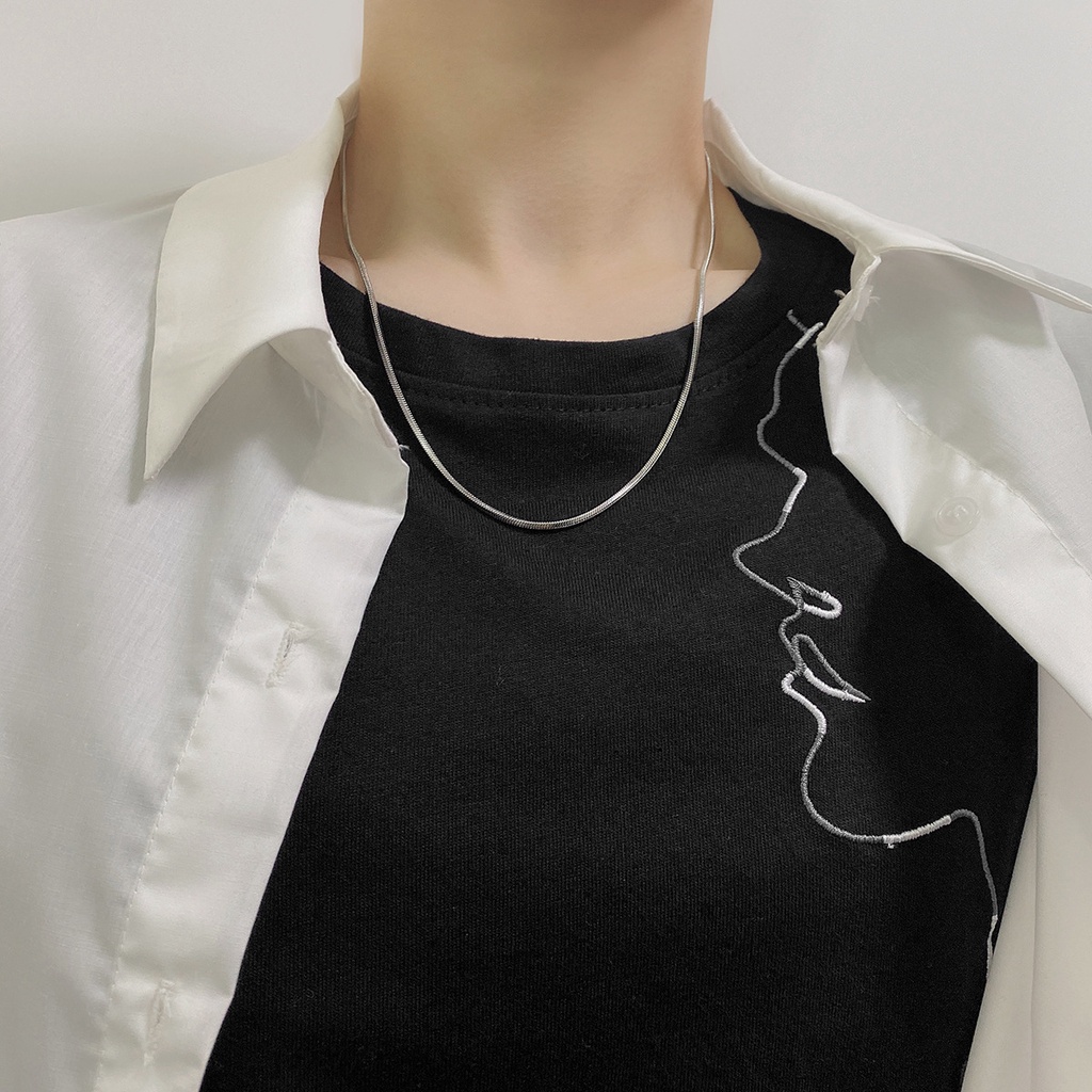 Dây chuyền trơn đơn giản vòng cổ không mặt nam nữ