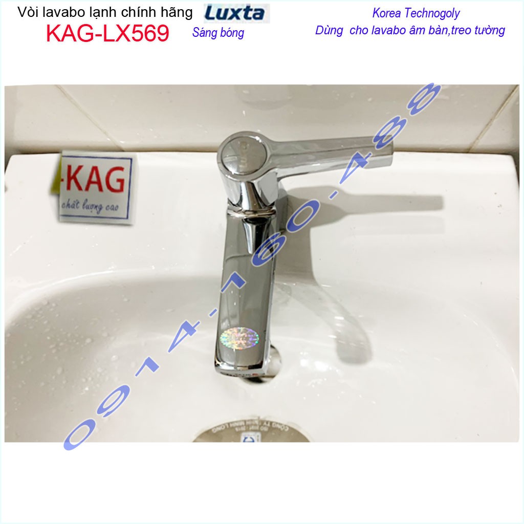 Vòi lavabo lạnh Luxta KAG-LX569 tay gạt vuông, Vòi chậu rửa nước mạnh chrome bóng thiết kế đẹp chất lượng siêu bền