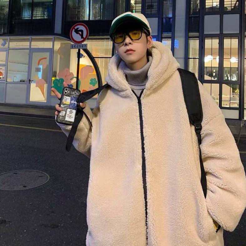 Áo Khoác Lông Thêu Gấu Dáng Rộng Lông Cừu Oversize Nam Nữ Unisex Basic