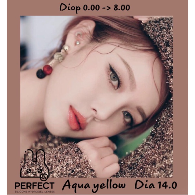 Link 1 (Giá 1 Chiếc) 14.0 (0.00 -> 8.00) Aqua yellow Kính Áp Tròng