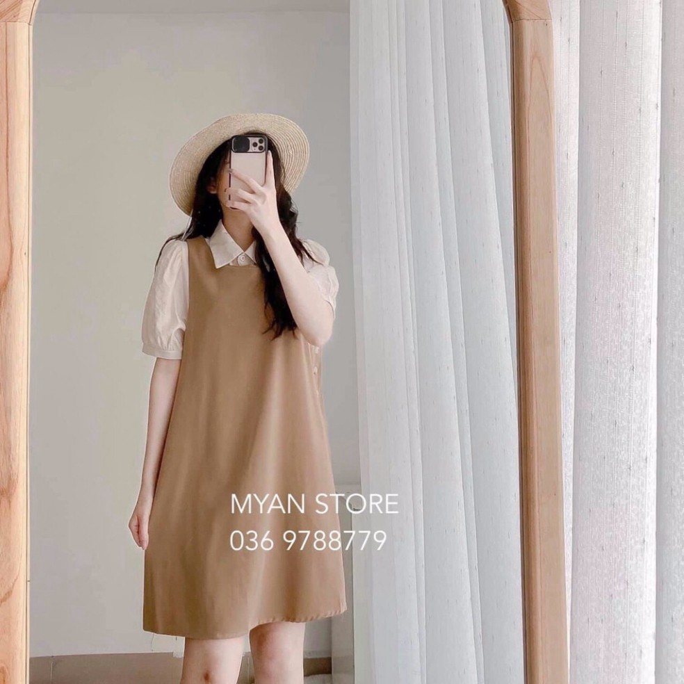 FREESHIP Váy Nữ,Đầm Xinh Hai Món Áo sơ Mi Và Váy Suông