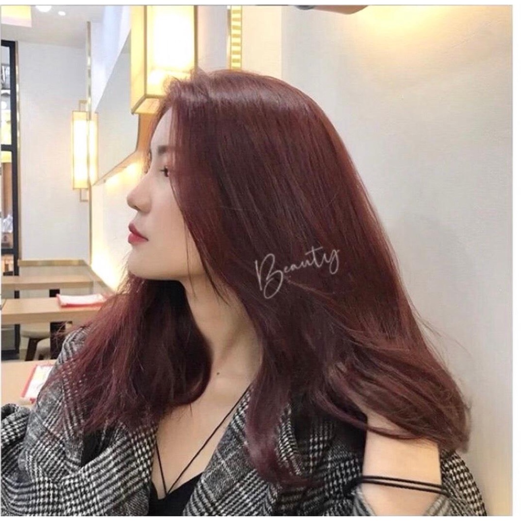 COMBO thuốc nhuộm tóc nâu hồng trà tặng oxi trợ nhuộm kèm găng tay nên tuef level 4-5