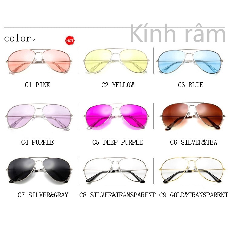 Kính mát 3027 gọng kim loại tròn thời trang cho nữ