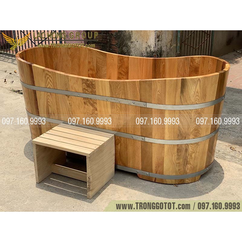 Bồn Tắm Gỗ Pơ Mu Oval 130cm | BigBuy360 - bigbuy360.vn