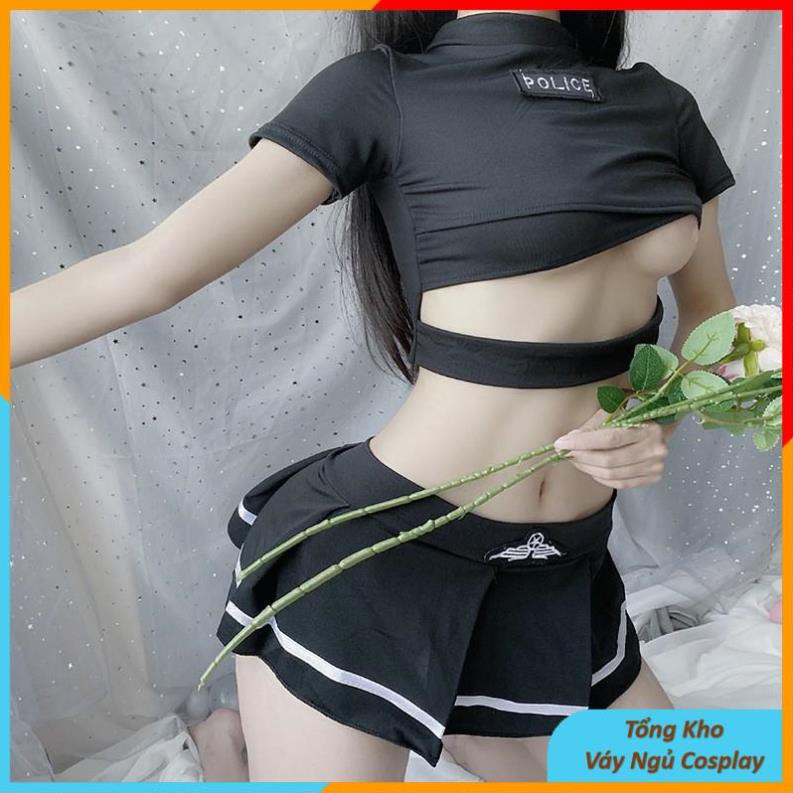 Cosplay Cảnh Sát Sexy - Đồng Phục Tiếp Viên  Bộ Đồ Ngủ Cosplay Police Đen - Ivyshop | BigBuy360 - bigbuy360.vn