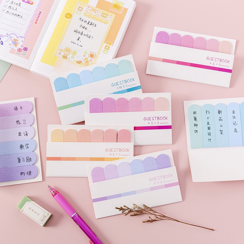 Bộ giấy dán đánh dấu sách màu cầu vồng Gradient dành cho học sinh/văn phòng